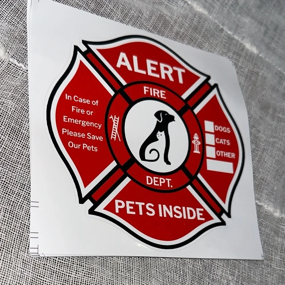 911 Emergency Sticker for Pet Life Saving NWT PROTECT YOUR BELOVED PETS 4 3/4